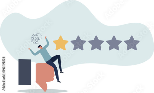 Negative Review and Low Rating Concept. One Star Feedback and Poor User Experience