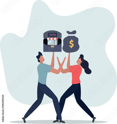 Business Acquisition and Merger Concept . Company Sale, Investment Deal and Takeover Agreement