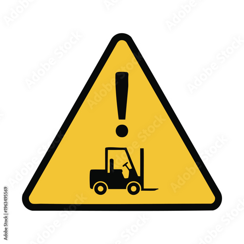 Forklift warning sign industrial hazard symbol danger alert.