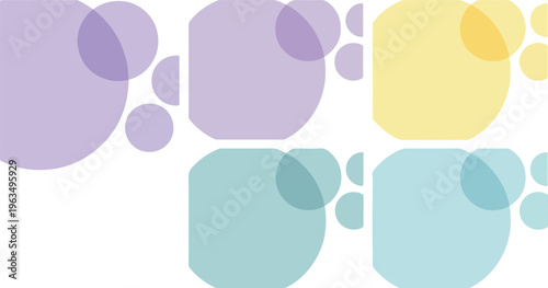 Overlay of transparent colored circles and semicircles in pastel shades for design.