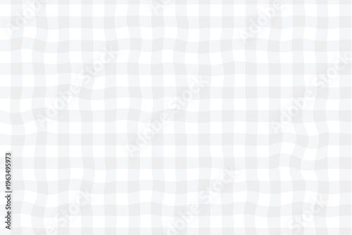 Gray gingham fabric pattern with soft wavy distortion effect. Subtle checkered textile background for clean minimal design. Neutral backdrop ideal for template, branding, or presentation layout.