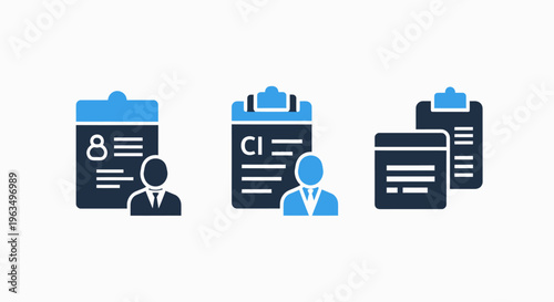 Project management and documentation vector icon set for business administration and workflow tasks