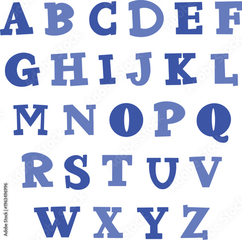 vector hand drawn alphabet filled doodle