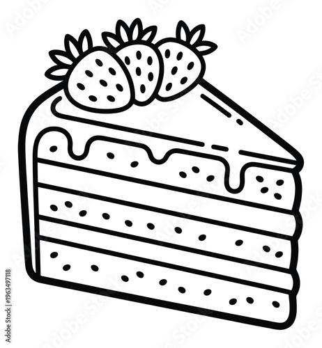 A Delicious Slice of Strawberry Cake with Creamy Frosting and Sprinkles