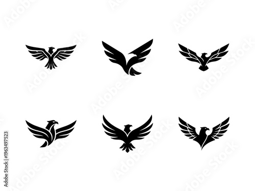 Set a vector logo illustration of a stylized eagles