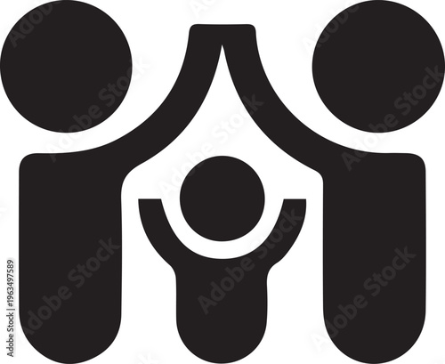 Minimalist Family Protection Icon Representing Child Welfare, Insurance, and Support System
