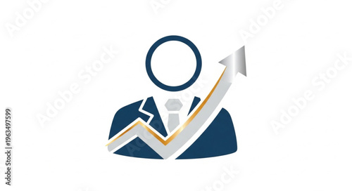 Business Growth Concept - Person with Upward Arrow Symbolizing Success.
