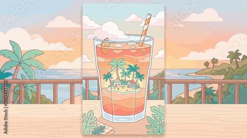 Cold refreshing summer cocktail drink.