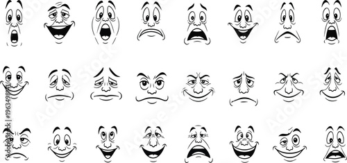 Collection of various cartoon faces and emotions