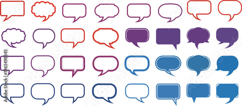 Collection of various speech bubbles and chat boxes