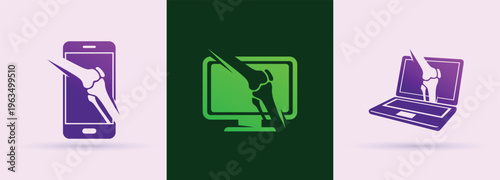 Orthopedic Digital Devices Logo Monitor Laptop Smartphone Healthcare Branding

