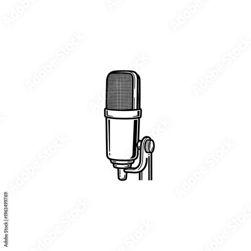 Studio condenser microphone hand drawn sketch