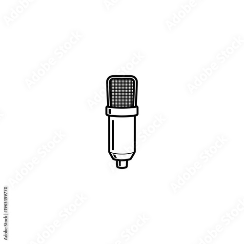 Minimalist studio condenser microphone line icon