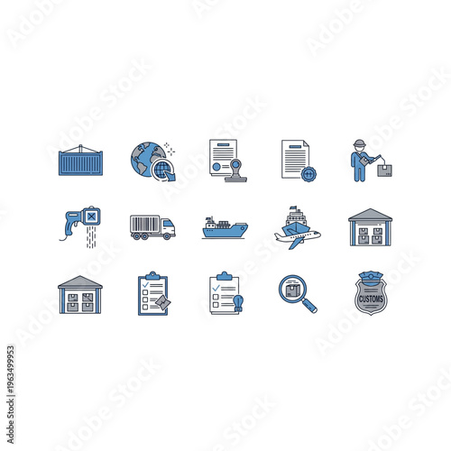 Logistics operations and shipping icon collection