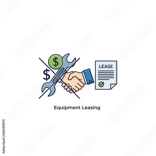 Equipment leasing contract agreement icon vector illustration