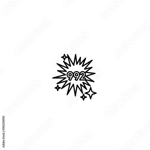 Burst star icon with 992 number label for special offers and promotions