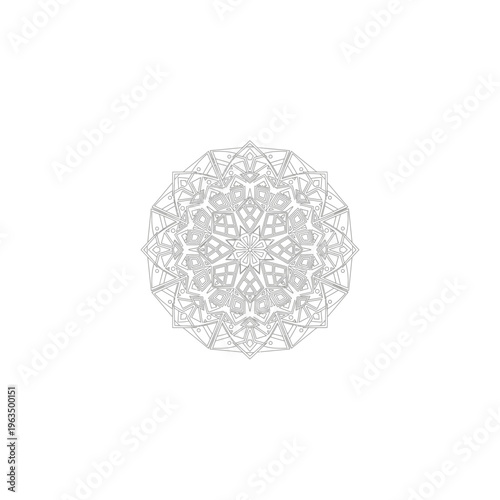 White geometric mandala circular pattern for artistic decoration
