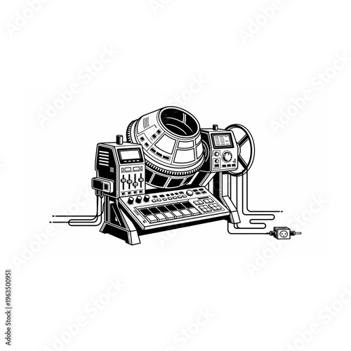 Industrial concrete mixer machine technical diagram for construction