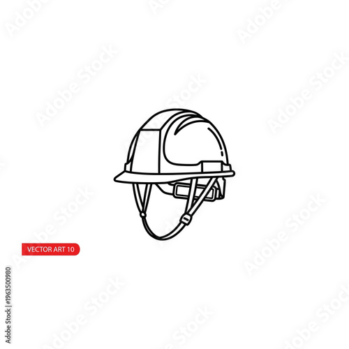 Industrial hard hat safety equipment vector icon with a line art vector icon