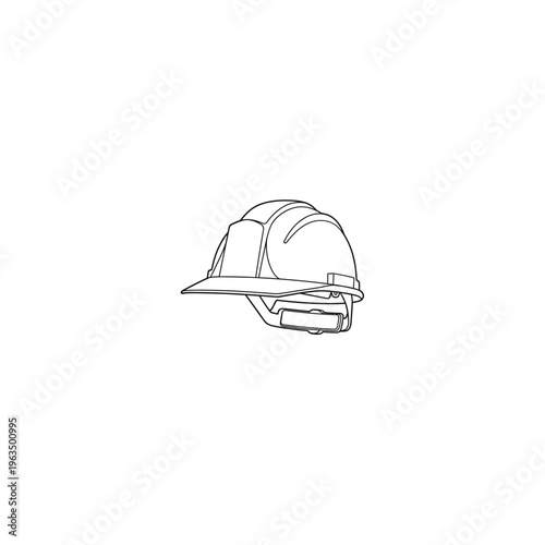 Construction safety helmet line icon with perfect for safety manuals, engineerin