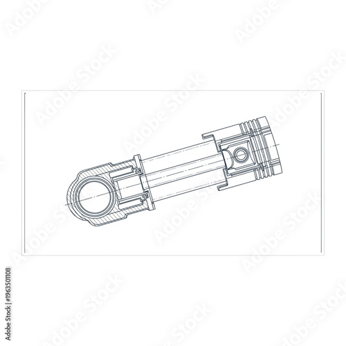 Technical engineering part wireframe drawing