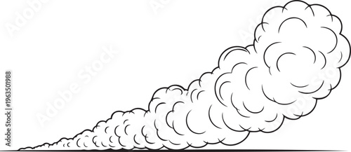 A dynamic illustration of an explosion with expanding smoke clouds and debris