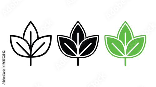Two leaves icon. Leaf symbol. Nature organic isolated illustration. Vegetarian or vegan label. Green eco logo.
