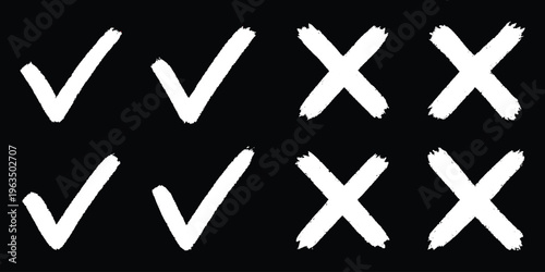 Check mark and red cross icon set, professional approved and rejected symbols, green tick and red cross collection, professional web design and mobile app illustration. account Approval check flat 