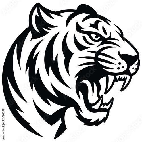 Lion and tiger head tribal tattoo vector design
