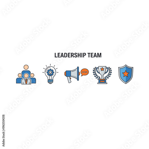 Business leadership team concept icons set
