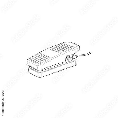 Guitar foot pedal line art illustration for musical gear