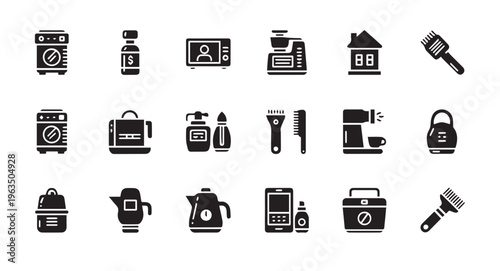 Collection of various travel and security icons