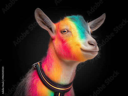 Brightly dyed goat harness with interactive LED stitching