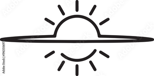 "Sunrise and sunset vector illustration symbolizing balance, duality, energy, light, and positivity"