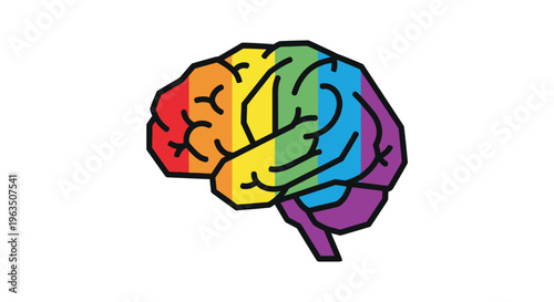 Colorful illustration of a human brain.