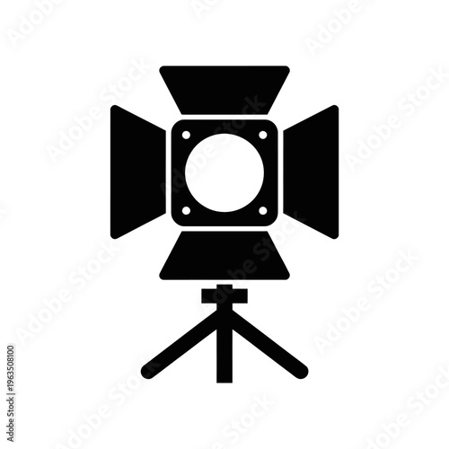 Simple black film camera icon on white background  photography equipment symbol