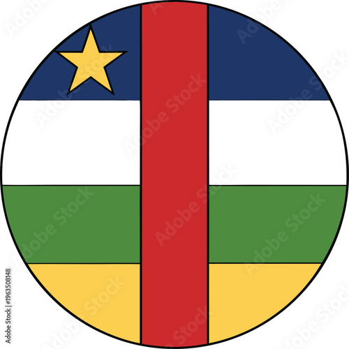 central african republic flag round circle icon flat design