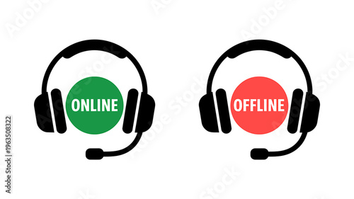Headset icons with online and offline status indicators