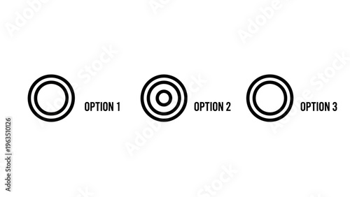 Selection option icons set: visual choices for user interface radio buttons or multiple choice fields
