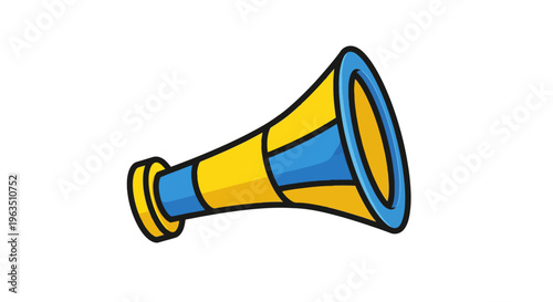 Yellow And Blue Loudspeaker Vector Illustration For Announcements News Communication Promotion Public Relations Marketing Advertising