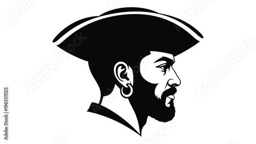 Pirate man with earring and tricorn hat