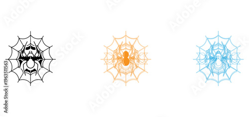 Spider web designs in black orange and blue