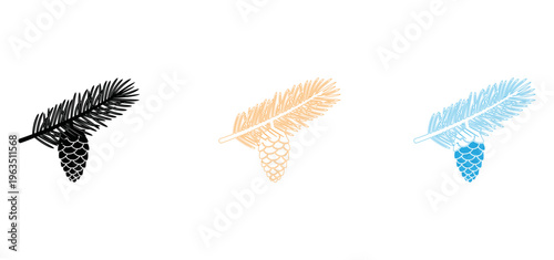Colorful feather illustrations in black orange and blue
