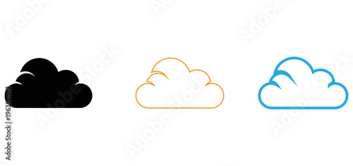 Cloud icon set with three different styles