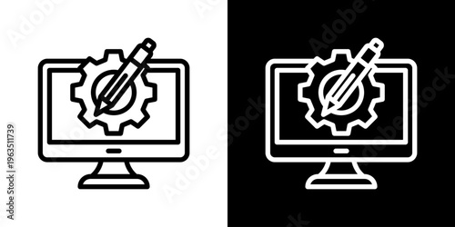 Design Process Icon Set Vector Collection Isolated In Black And White