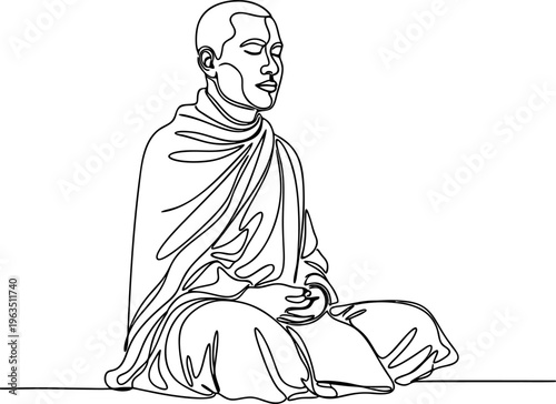 illustration of monk line art vector on transparent background	
