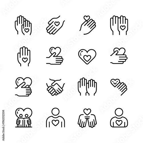 Hand drawn heart icons set vector illustration sketch collection design