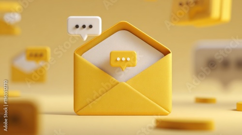 Email message with chat bubbles on yellow