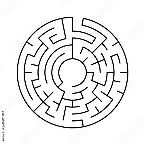 A circular maze for kids activity isolated on transparent background