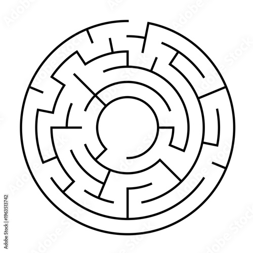 Circular maze game for kids activity, isolated on transparent background